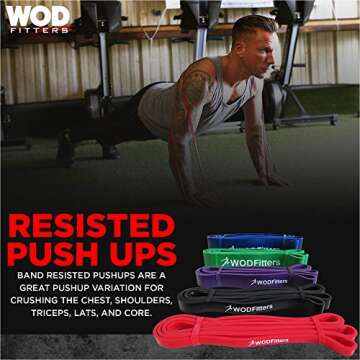 WODFitters Pull Up Assistance Band for Stretching, Mobility Workouts, Warm Up, Recovery, Powerlifting, Home Fitness and Exercise… (5 Band Set)