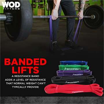 WODFitters Pull Up Assistance Band for Stretching, Mobility Workouts, Warm Up, Recovery, Powerlifting, Home Fitness and Exercise… (5 Band Set)