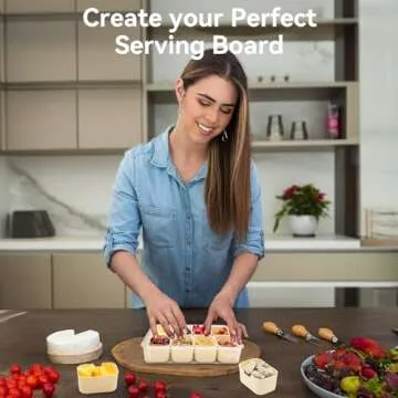 PENUIO Snackle Box Container with Lid & Handle, Divided Serving Tray Snack Box, 8 Compartment Snack Container, Snack Organizers and Storage for Fruit, Candy, Charcuterie, Veggie, Nuts, Cookies