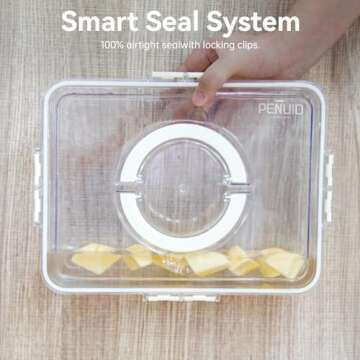 PENUIO Snackle Box Container with Lid & Handle, Divided Serving Tray Snack Box, 8 Compartment Snack Container, Snack Organizers and Storage for Fruit, Candy, Charcuterie, Veggie, Nuts, Cookies