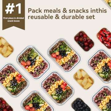 PENUIO Snackle Box Container with Lid & Handle, Divided Serving Tray Snack Box, 8 Compartment Snack Container, Snack Organizers and Storage for Fruit, Candy, Charcuterie, Veggie, Nuts, Cookies