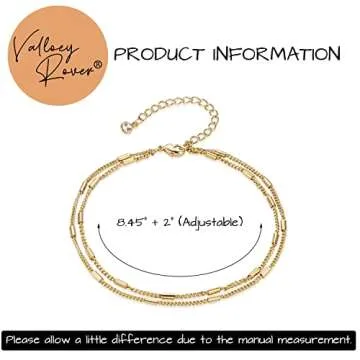 Valloey Rover Dainty 14K Gold Plated Women's Anklet