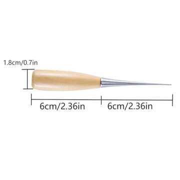 Dorytop Leather Hole Punch Tool Leather Sewing Awl Wood Handle Drillable Awl Pin Leather Craft Awl T...