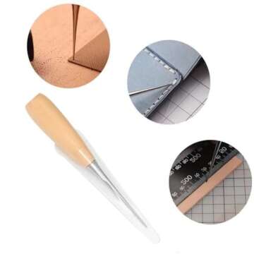 Dorytop Leather Hole Punch Tool Leather Sewing Awl Wood Handle Drillable Awl Pin Leather Craft Awl Tools Sewing Punching Hole Maker