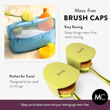 Mothercould Sunscreen Brush Set - Lotion Applicator for Kids, Babies, Families, and Adults | Safe for Face & Body | Travel-Friendly Design with Protective Caps & Cleaning Mat (2 Pack) (Citrine)