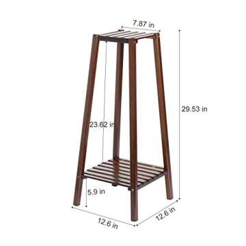 Bamboo Plant Flower Stand Rack, Portable 2-Tier Corner Tall Plant Bench, Folding Small Space Plants Display Shelf, Wooden Planter Pots Organizer Storage Holder for Indoor Home Office