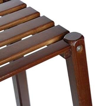 Bamboo Plant Flower Stand Rack, Portable 2-Tier Corner Tall Plant Bench, Folding Small Space Plants Display Shelf, Wooden Planter Pots Organizer Storage Holder for Indoor Home Office