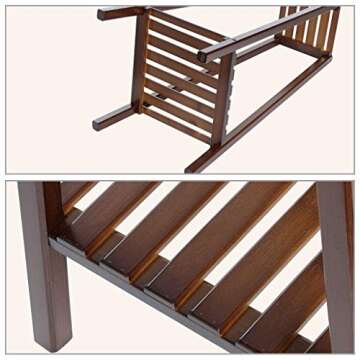 Bamboo Plant Flower Stand Rack, Portable 2-Tier Corner Tall Plant Bench, Folding Small Space Plants Display Shelf, Wooden Planter Pots Organizer Storage Holder for Indoor Home Office