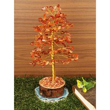 FASHIONZAADI Carnelian Crystal Tree – Good Luck & Feng Shui Decor
