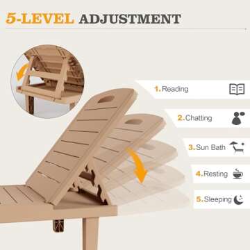 UDPATIO Oversized Pool Lounge Chairs Set of 2, Waterproof Resin Outdoor Chaise Lounge Chair with Cup...