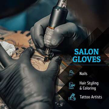 Hand-E Touch Black Nitrile Disposable Gloves Small, 50 Count - BBQ, Tattoo, Hair Dye, Cooking, Mecha...