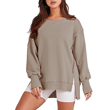 ANRABESS Women’s Oversized Sweatshirt Crew Neck Long Sleeve Casual Slit Pullover Top Fall 2024 Tee...
