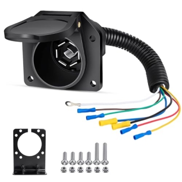 7 Way RV Trailer Light Connector Socket 7 Pin Wire Electrical Trailer Adapter Quick Converter with M...