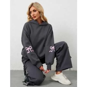 Stylish Livtany Bow Trim Oversized Hoodies for Women