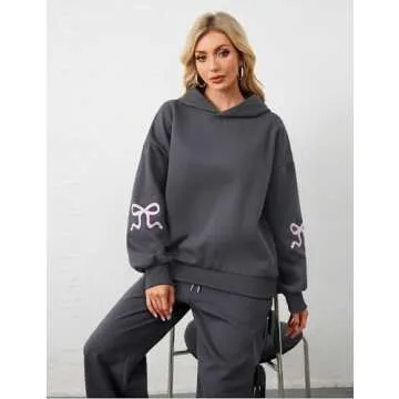 Stylish Livtany Bow Trim Oversized Hoodies for Women