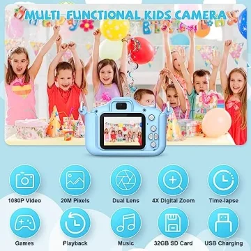 JCC Kids Camera for 3-12 Year Olds, 20MP Portable Selfie Toy