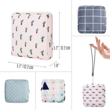 Portable Sanitary Napkin Storage Bag,4 Pieces Reusable Period Pouch for Teen Girls & Women,Pad Bags ...