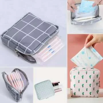 Portable Sanitary Napkin Storage Bag,4 Pieces Reusable Period Pouch for Teen Girls & Women,Pad Bags for Period for School,Office,Mini Pouch Feminine Pads Bag Kit (Classical)