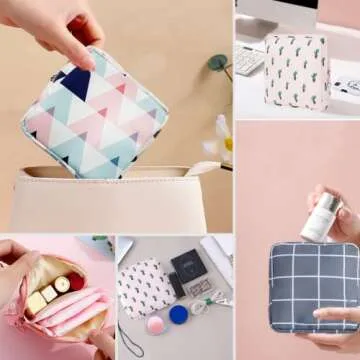 Portable Sanitary Napkin Storage Bag,4 Pieces Reusable Period Pouch for Teen Girls & Women,Pad Bags for Period for School,Office,Mini Pouch Feminine Pads Bag Kit (Classical)