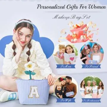 YOOLIFE Monogram Makeup Bag for Girls Gift