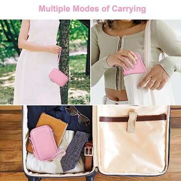 Canboc Carrying Case for Canon PowerShot G7 X Mark II/ G7 X Mark III / G5 X Mark II / G7X Digital Camera, Point and Shoot Vlogging Camera Bag, Zipper Mesh Pocket fits USB Cable, Pink