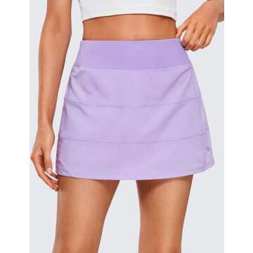 CRZ YOGA Women's High Waisted Tennis Skirts with Pockets, Lightweight Athletic Skorts in Lilac - XX-...