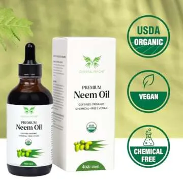 Celestial Psyché USDA Certified Organic Neem Oil (4 Oz) 100% Pure Natural Oil, Hair Growth, Skin, & Body Care, Nails, Acne, Anti-Aging Moisturizer