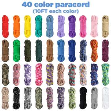 GNILLKO Paracord Bracelet Kit, 40 Colors 10 Feet 550 Paracord Kit and Complete Accessories, Paracord...