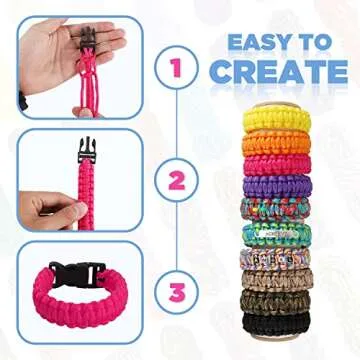 GNILLKO Paracord Bracelet Kit, 40 Colors 10 Feet 550 Paracord Kit and Complete Accessories, Paracord Rope Kit for Making Paracord Bracelets, Lanyards, Dog Collar, Bracelet
