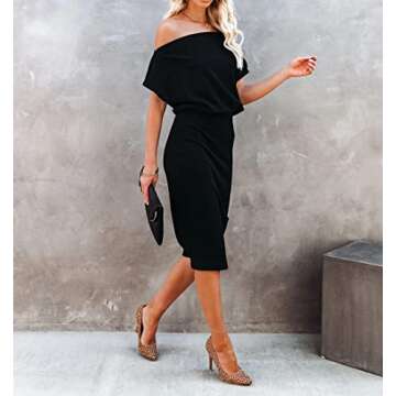 Ezbelle Women's Stylish Off The Shoulder Casual Midi Dress
