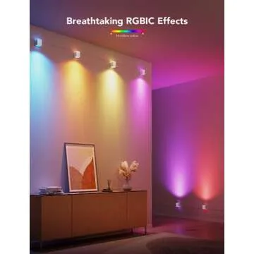 Govee Cube Wall Sconces, RGBIC LED Wall Light Works with Alexa, WiFi Smart Lights for Room Decor, Color Changing Indoor Light Fixture for Bedroom Dining Room, Music Sync, Adjustable Cables, 15ft