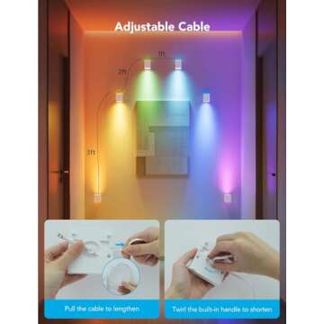 Govee Cube Wall Sconces, RGBIC LED Wall Light Works with Alexa, WiFi Smart Lights for Room Decor, Color Changing Indoor Light Fixture for Bedroom Dining Room, Music Sync, Adjustable Cables, 15ft