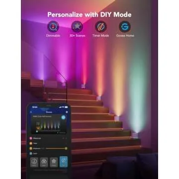 Govee Cube Wall Sconces, RGBIC LED Wall Light Works with Alexa, WiFi Smart Lights for Room Decor, Color Changing Indoor Light Fixture for Bedroom Dining Room, Music Sync, Adjustable Cables, 15ft