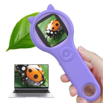Ashfly Kids Portable Microscope - 2 Inch IPS Screen, 1080P HD, 200x Magnification for Young Scientis...
