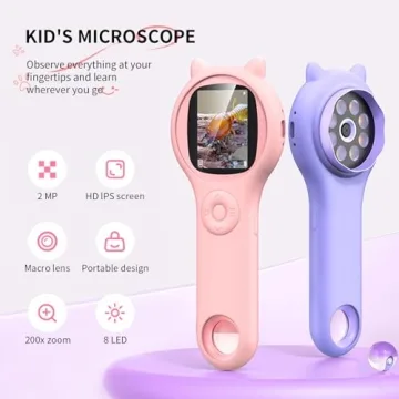 Ashfly Kids Portable Microscope 2 Inch IPS Screen 1080P HD