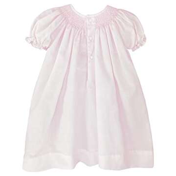 Petit Ami Baby Girls' Bishop Smocked Daydress, Newborn, Pink