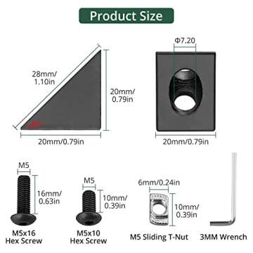 JiGiU 10PCS Triangle Angle Sharp Corner Bracket, Black Angle Sharp Corner Bracket Connector for 6mm Slot Aluminum Extrusion Profile 2020 Series 3D Printer Accessories（Triangle Connector）