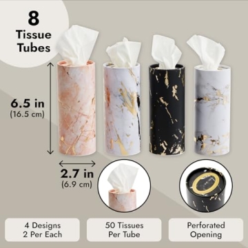 Zodaca Marble Car Tissues Stylish Absorbent Travel Wipes