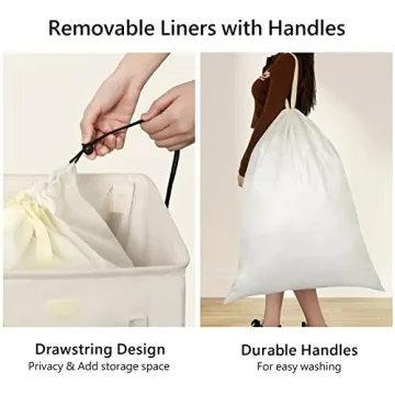 WOWLIVE 100L Laundry Hamper with Lid and 2 Removable Bags