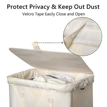 WOWLIVE 100L Laundry Hamper with Lid and 2 Removable Bags