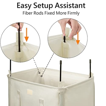 WOWLIVE 100L Laundry Hamper with Lid and 2 Removable Bags