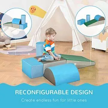 Soozier 5 Piece Climb and Crawl Activity Play Set, Baby Soft Play Set, Foam Climbing Blocks for Toddlers, Kids Preschooler Indoor Play Equipment Contemporary