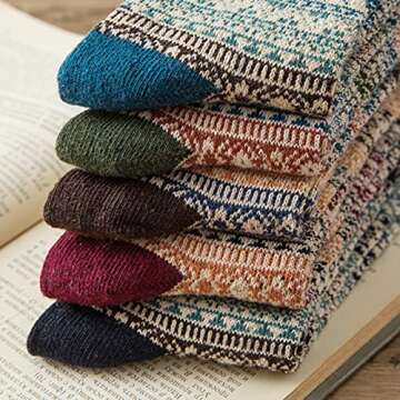 Clothirily 5 Pairs of Cozy Wool Socks for Women - Perfect Winter Gifts