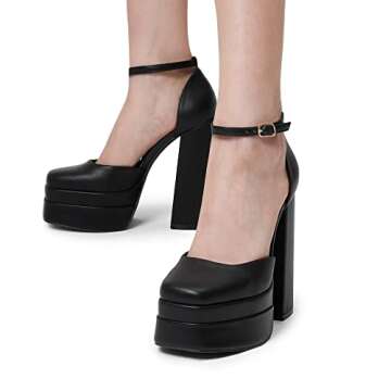 DREAM PAIRS Stylish Chunky Platform Heels for Women