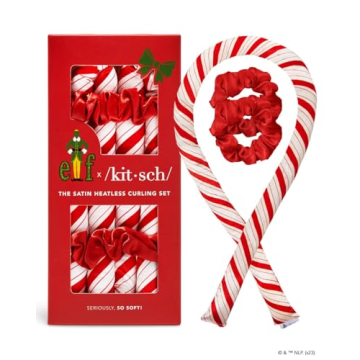 Elf x Kitsch Satin Overnight Curling Set - Heatless Hair Rollers for Soft Curls, Curling Rod Headban...