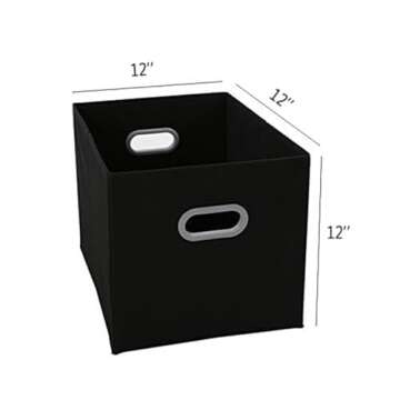 MAX Houser Fabric Storage Bins Cubes Baskets Containers with Dual Plastic Handles for Home Closet Be...