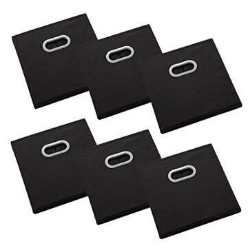 MAX Houser Fabric Storage Bins Cubes Baskets Containers with Dual Plastic Handles for Home Closet Bedroom Drawers Organizers (Black)