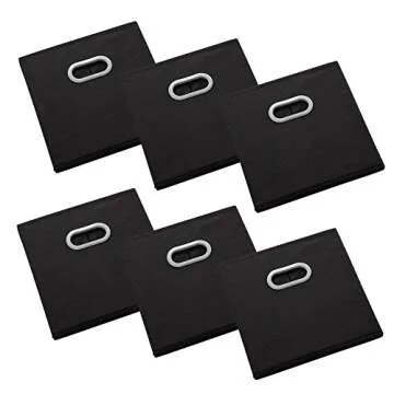 MAX Houser Fabric Storage Bins Cubes Baskets Containers with Dual Plastic Handles for Home Closet Bedroom Drawers Organizers (Black)