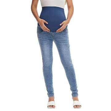 HOFISH Women's Support Skinny Jeans Over The Belly Ultimate Comfort Stretchy Pregnancy Denim Pants L...