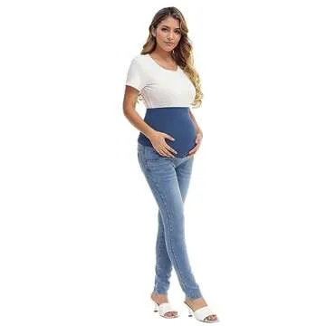 HOFISH Women's Support Skinny Jeans for Pregnancy Comfort